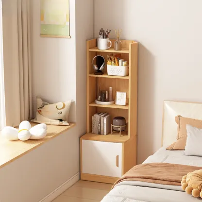 Multi-functional Wooden 5-Shelf Closed Back White Bookcase Image - 24