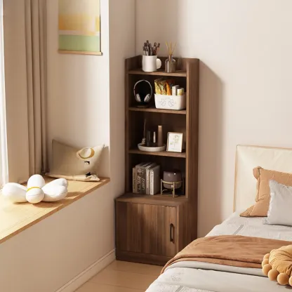 Multi-functional Wooden 5-Shelf Closed Back White Bookcase Image - 25