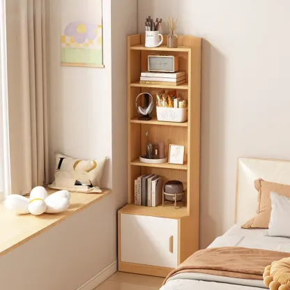 Multi-functional Wooden 5-Shelf Closed Back White Bookcase Image - 27