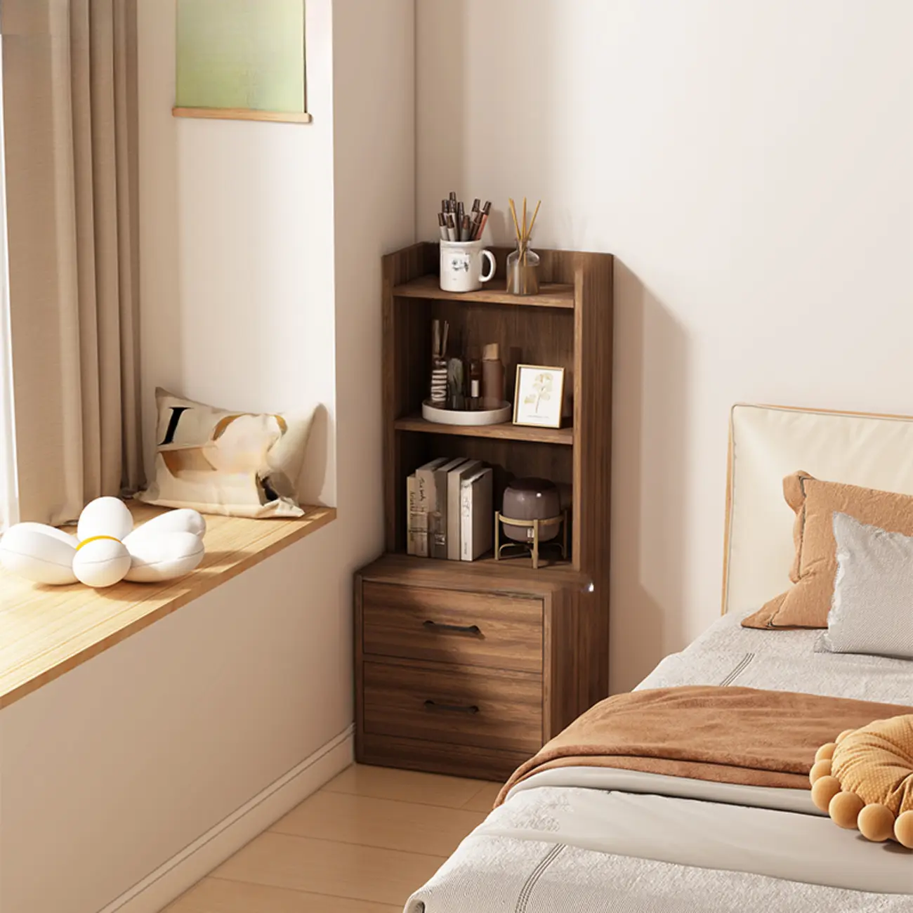 Multi-functional Wooden 5-Shelf Closed Back White Bookcase Image - 29 | homeyfad