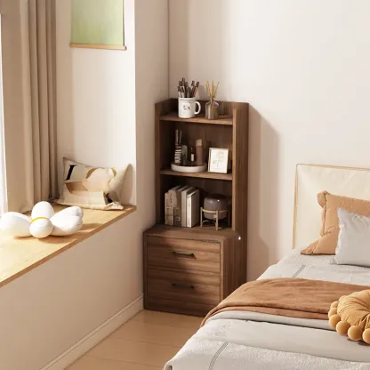 Multi-functional Wooden 5-Shelf Closed Back White Bookcase Image - 29