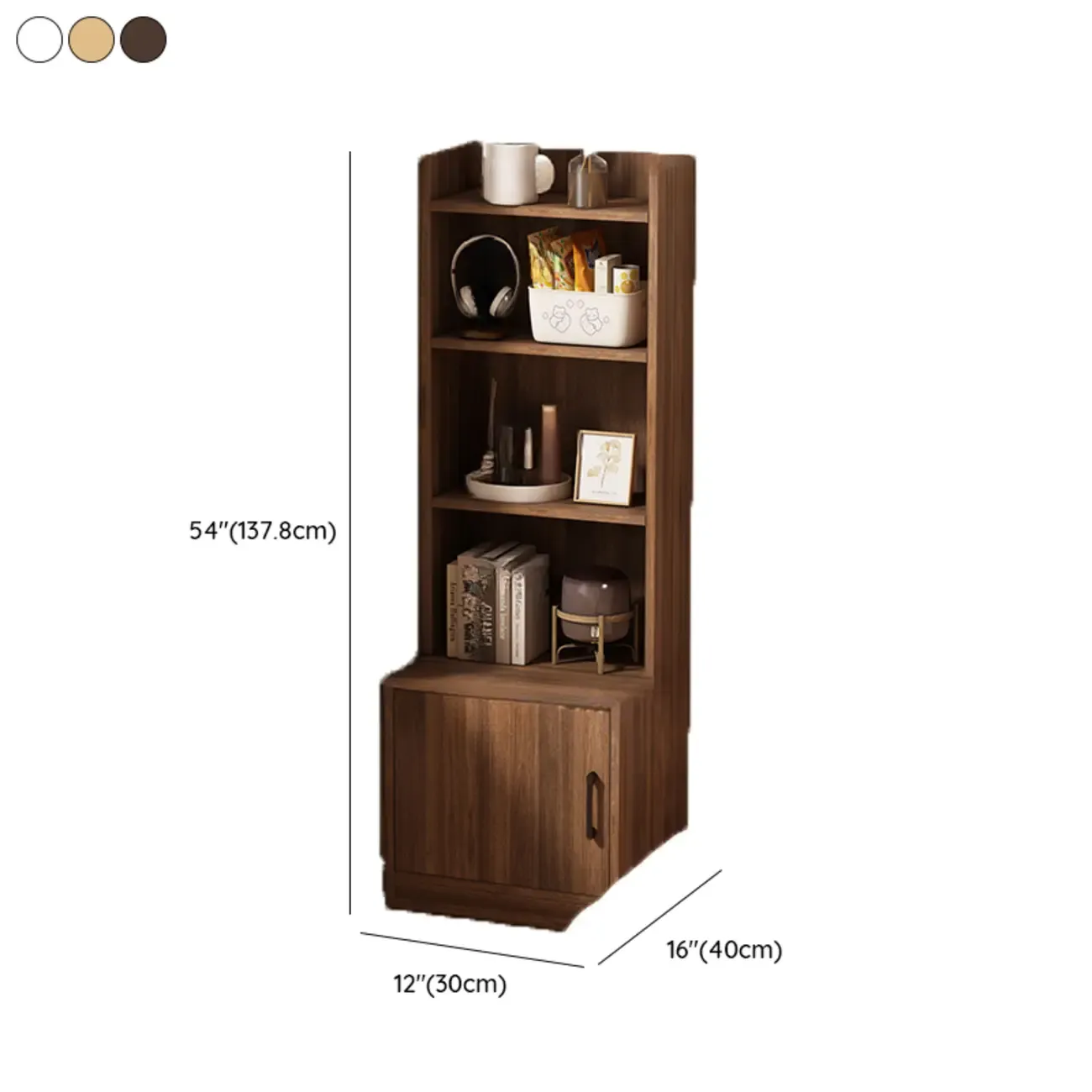 Multi-functional Wooden 5-Shelf Closed Back White Bookcase Image - 31