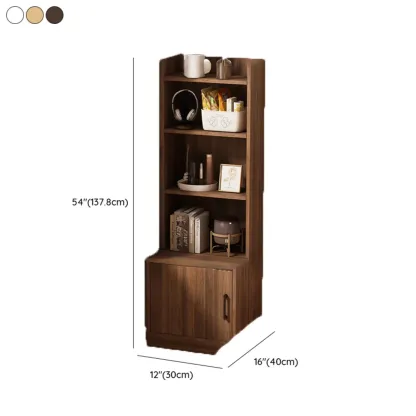 Multi-functional Wooden 5-Shelf Closed Back White Bookcase Image - 31