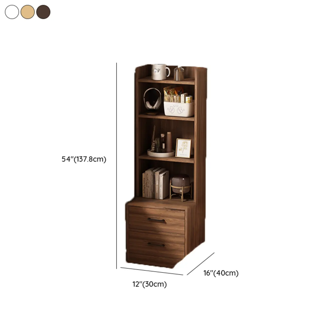 Multi-functional Wooden 5-Shelf Closed Back White Bookcase Image - 34 | homeyfad