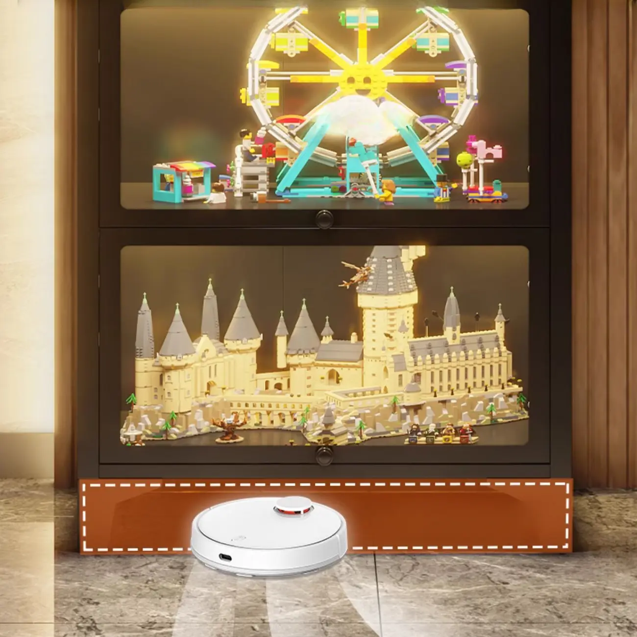 Modern 5 Shelves Glass Display Cabinets with LED Lighting Image - 3 | homeyfad