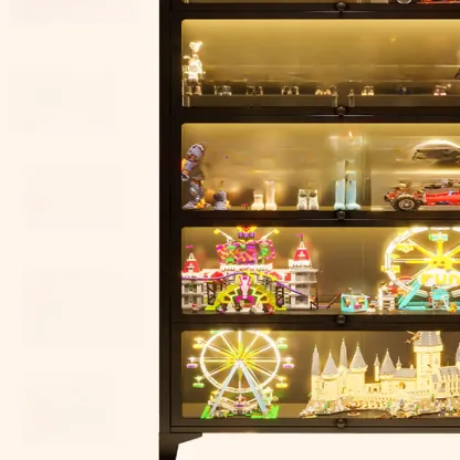 Modern 5 Shelves Glass Display Cabinets with LED Lighting Image - 9