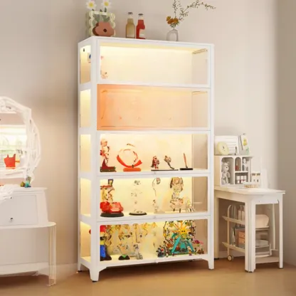 Modern 5 Shelves Glass Display Cabinets with LED Lighting Image - 13