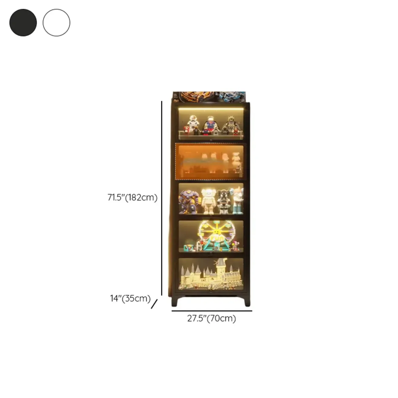 Modern 5 Shelves Glass Display Cabinets with LED Lighting Image - 16