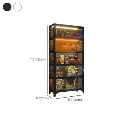 Modern 5 Shelves Glass Display Cabinets with LED Lighting Image - 19