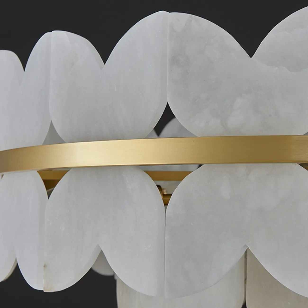 Luxurious Round Gold Tiered Alabaster Chandelier Image - 7 | homeyfad