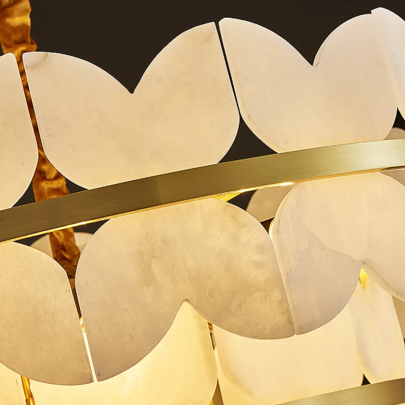 Luxurious Round Gold Tiered Alabaster Chandelier Image - 8 | homeyfad