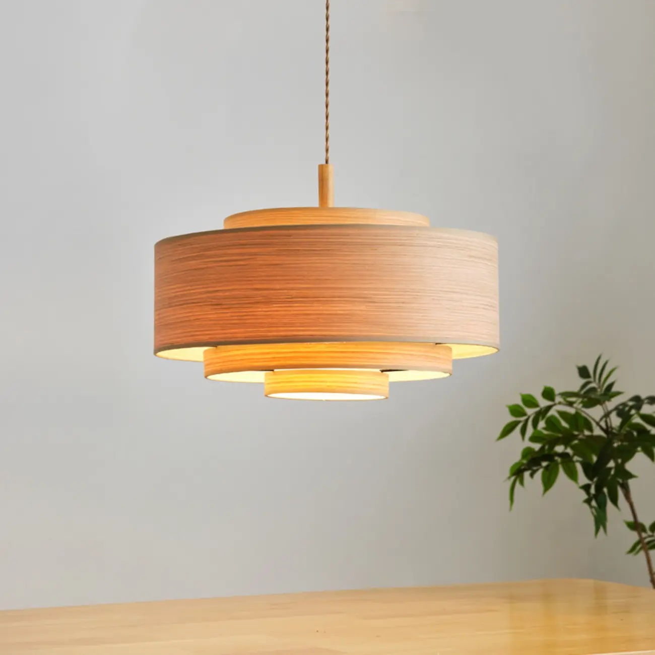 3 Tiers Solid Wood Pendant Lighting Adjustable Height Image - 1 | homeyfad