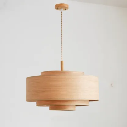 3 Tiers Solid Wood Pendant Lighting Adjustable Height Image - 6