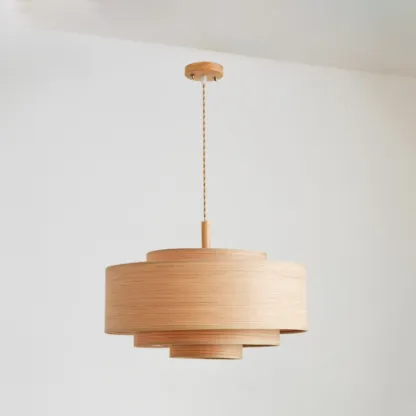 3 Tiers Solid Wood Pendant Lighting Adjustable Height Image - 7