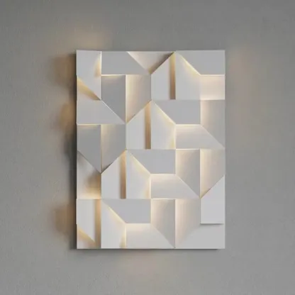 Art Decor White Geometric Metal LED Wall Sconce with Remote  Image - 1