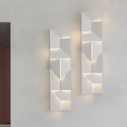 Art Decor White Geometric Metal LED Wall Sconce with Remote  Image - 4