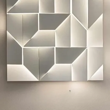 Art Decor White Geometric Metal LED Wall Sconce with Remote  Image - 10