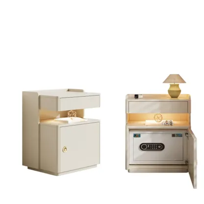 Multi-functional Nut-Brown Wood Lighting Smart Nightstand Image - 7