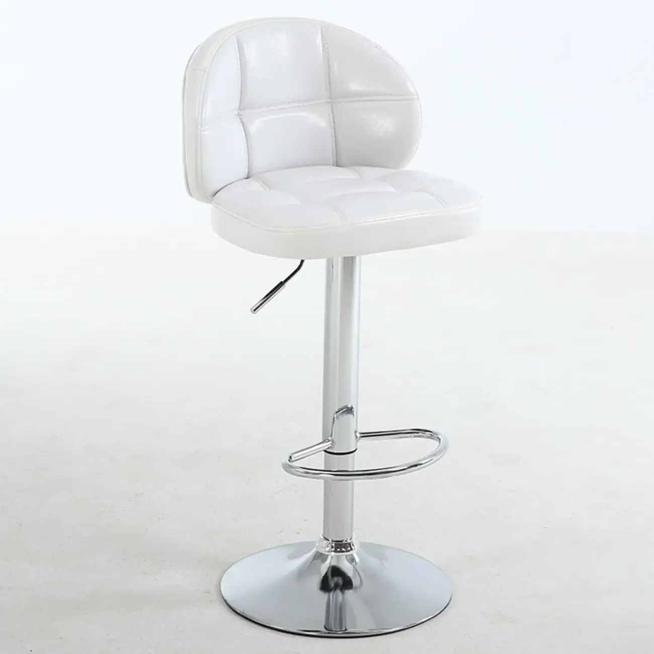 Contemporary Leather Swivel Adjustable Bar Stool Image - 2