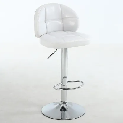 Contemporary Leather Swivel Adjustable Bar Stool Image - 2