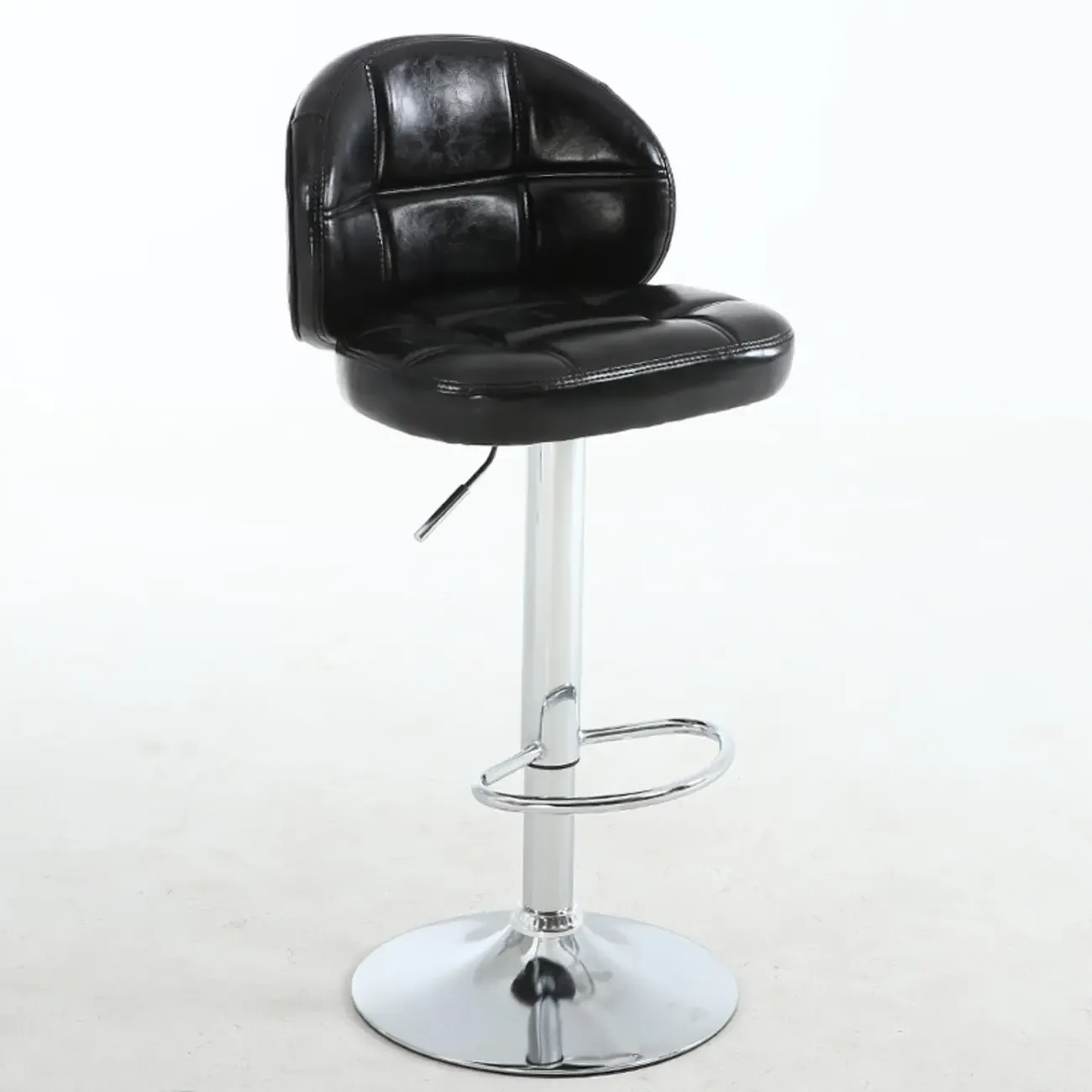 Contemporary Leather Swivel Adjustable Bar Stool Image - 5