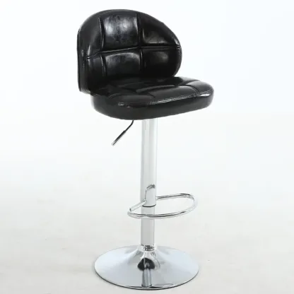 Contemporary Leather Swivel Adjustable Bar Stool Image - 5