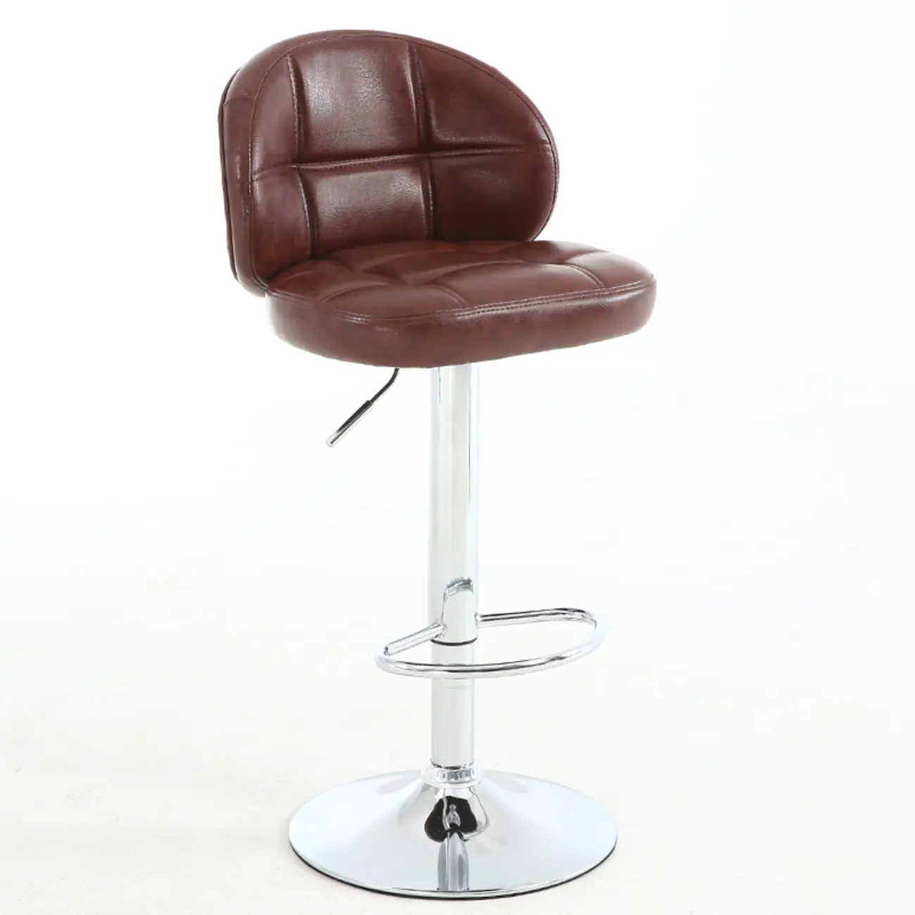 Contemporary Leather Swivel Adjustable Bar Stool Image - 7 | homeyfad