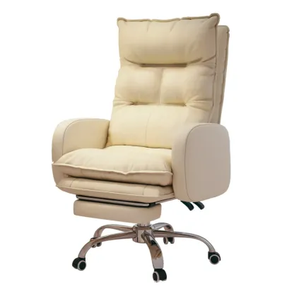 Adjustable Leather Coffee Lumbar Support Swivel Office Chair Image - 5