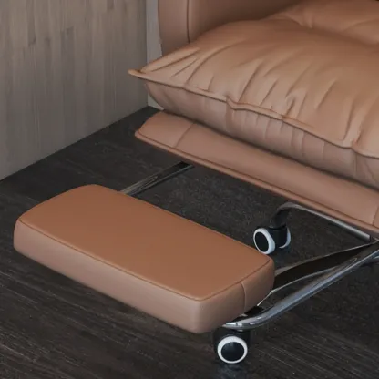 Adjustable Leather Coffee Lumbar Support Swivel Office Chair Image - 6