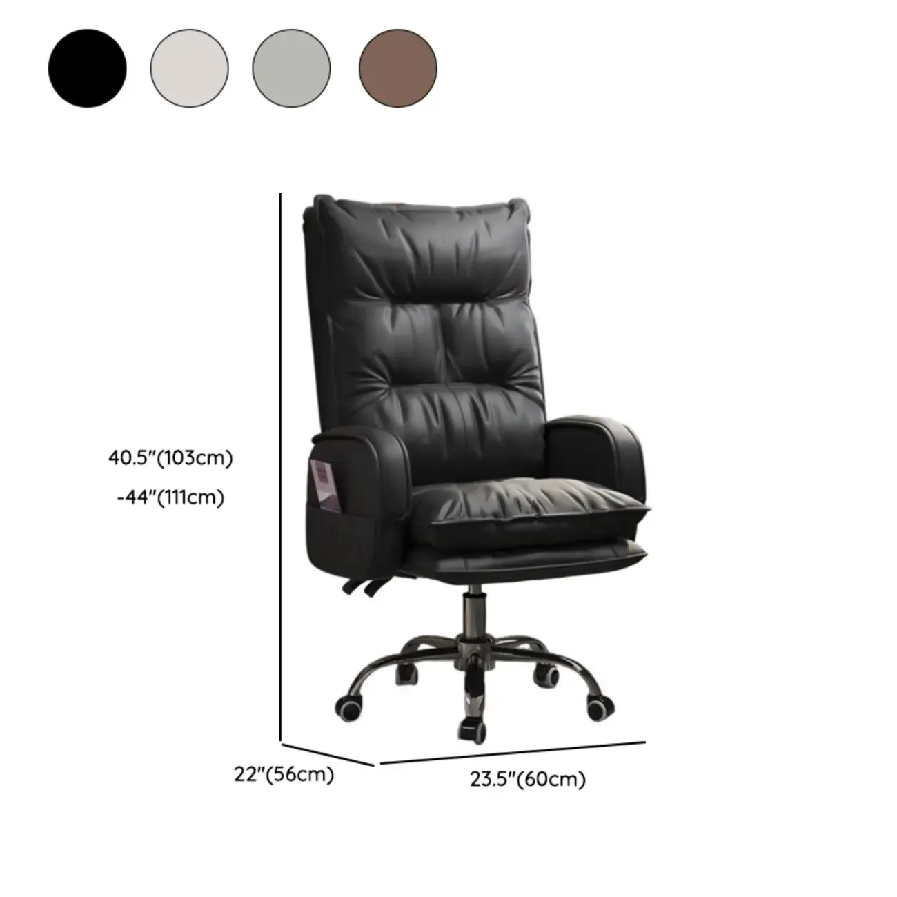 Adjustable Leather Coffee Lumbar Support Swivel Office Chair #size