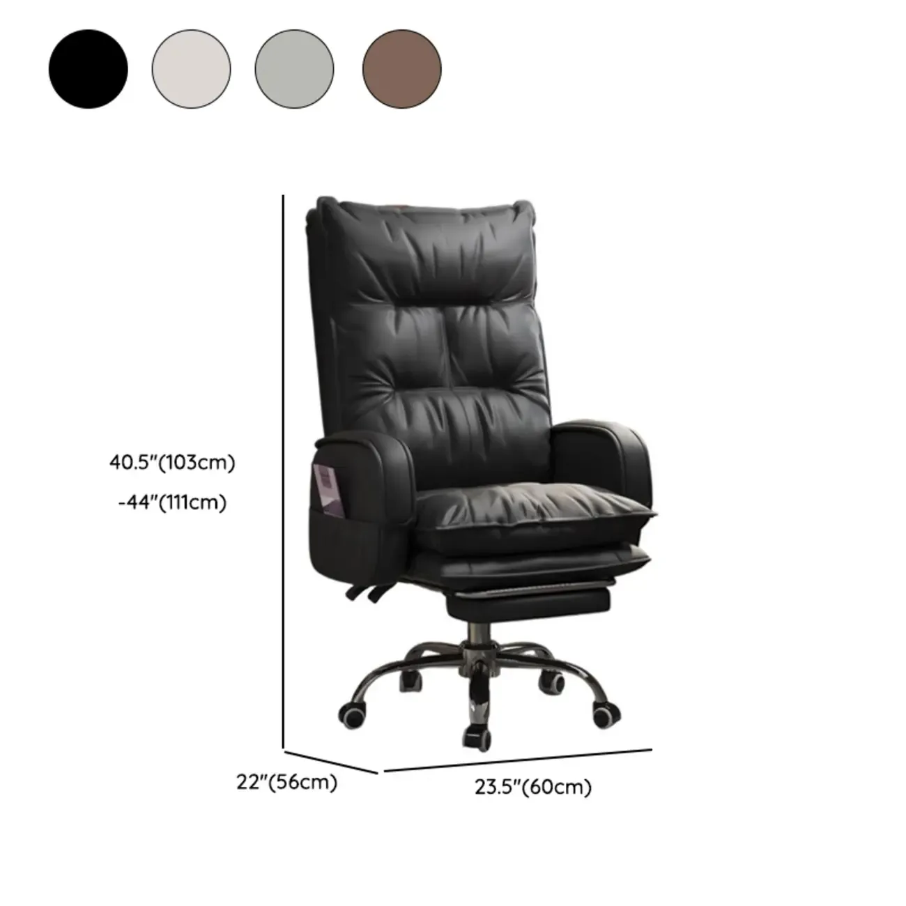 Adjustable Leather Coffee Lumbar Support Swivel Office Chair Image - 13