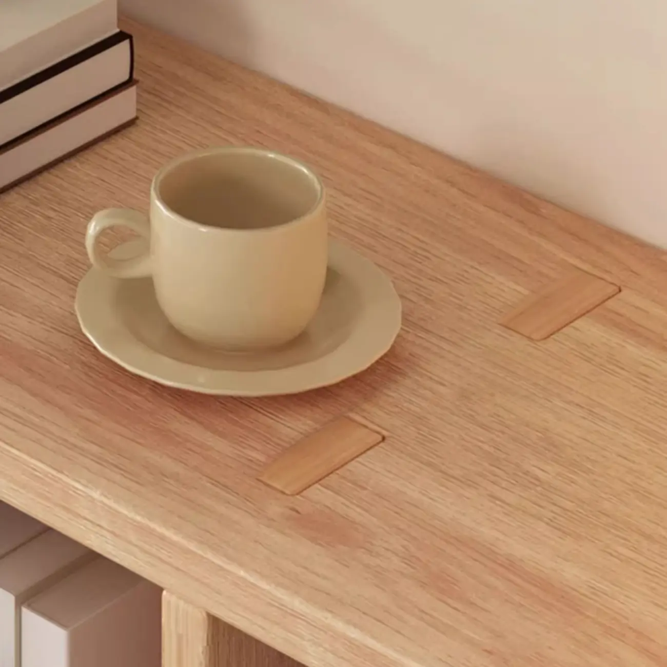 Nordic Wooden Vertical Closed Back Bookcase in Natural Finish Image - 4 | homeyfad