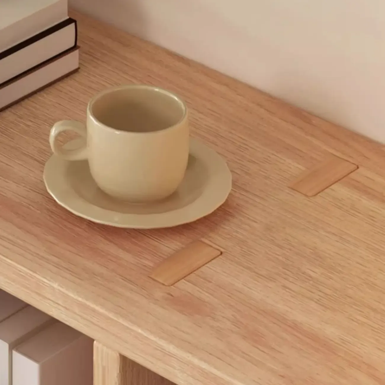 Nordic Wooden Vertical Closed Back Bookcase in Natural Finish Image - 4