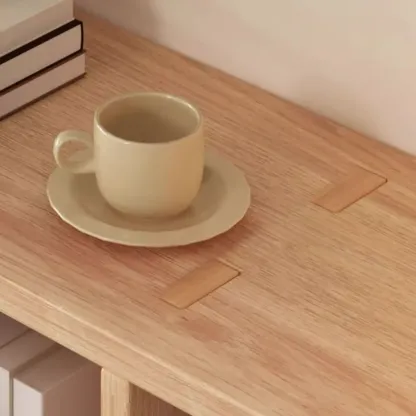 Nordic Wooden Vertical Closed Back Bookcase in Natural Finish Image - 4