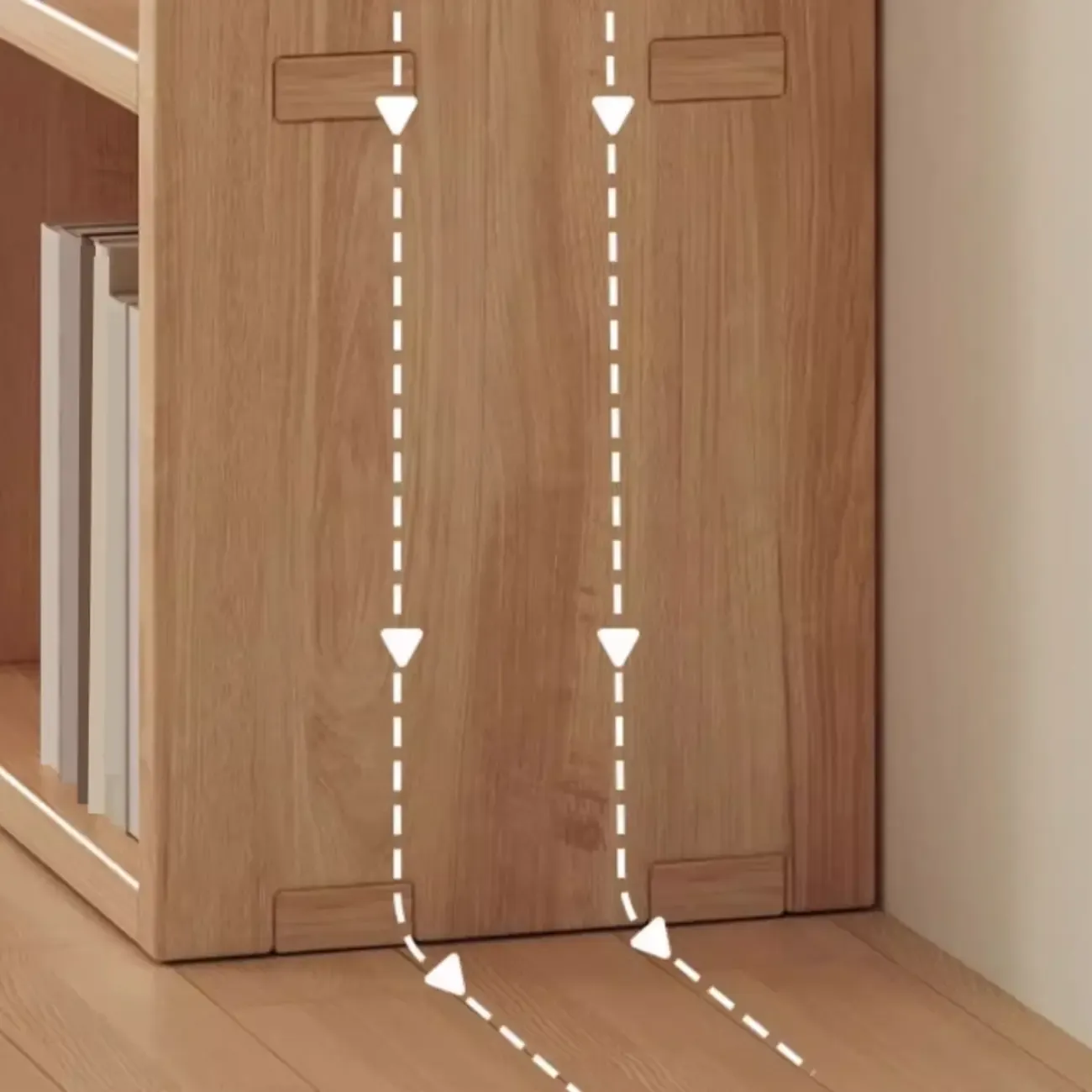 Nordic Wooden Vertical Closed Back Bookcase in Natural Finish Image - 5