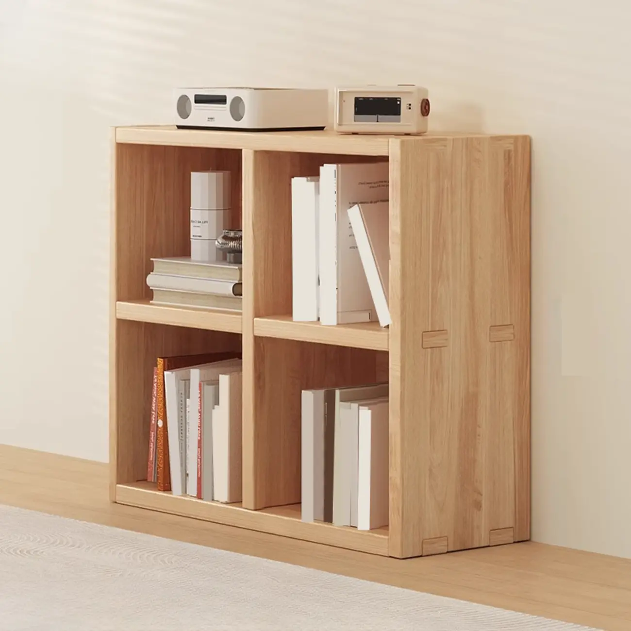 Nordic Wooden Vertical Closed Back Bookcase in Natural Finish Image - 7 | homeyfad
