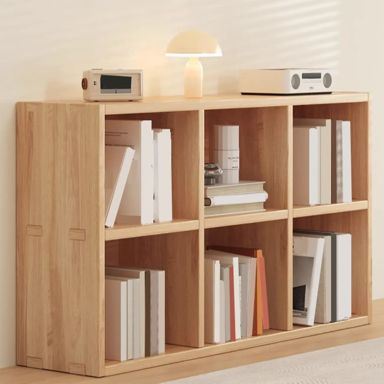 Nordic Wooden Vertical Closed Back Bookcase in Natural Finish Image - 23 | homeyfad
