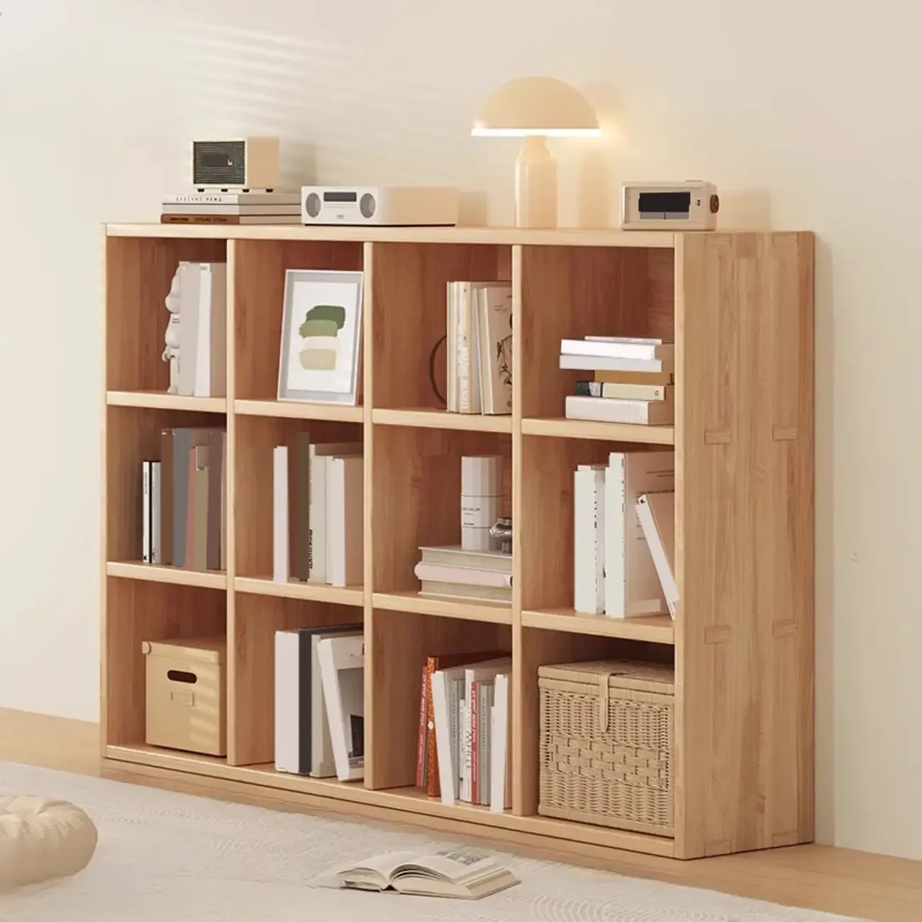 Nordic Wooden Vertical Closed Back Bookcase in Natural Finish Image - 25