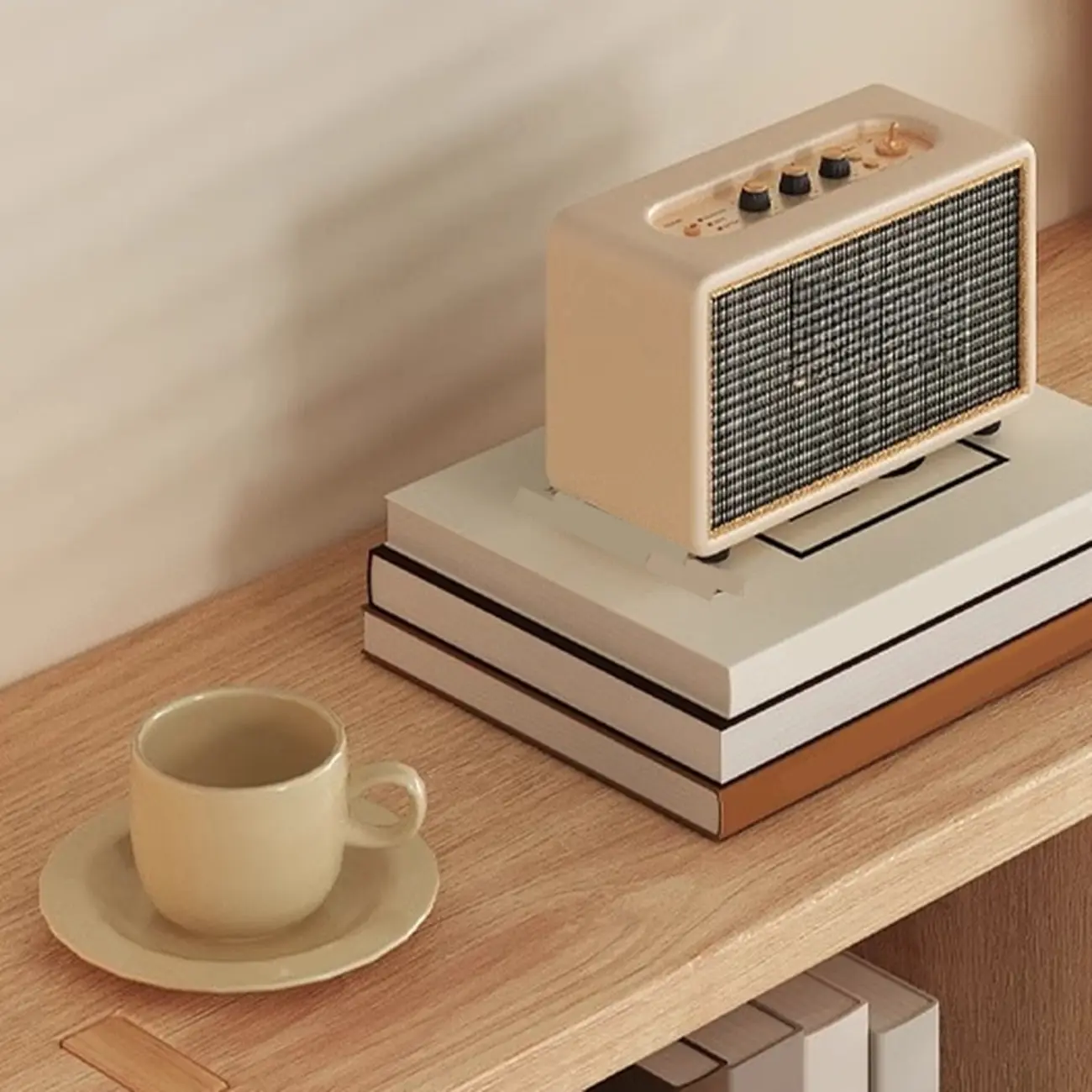 Nordic Wooden Vertical Closed Back Bookcase in Natural Finish Image - 6 | homeyfad