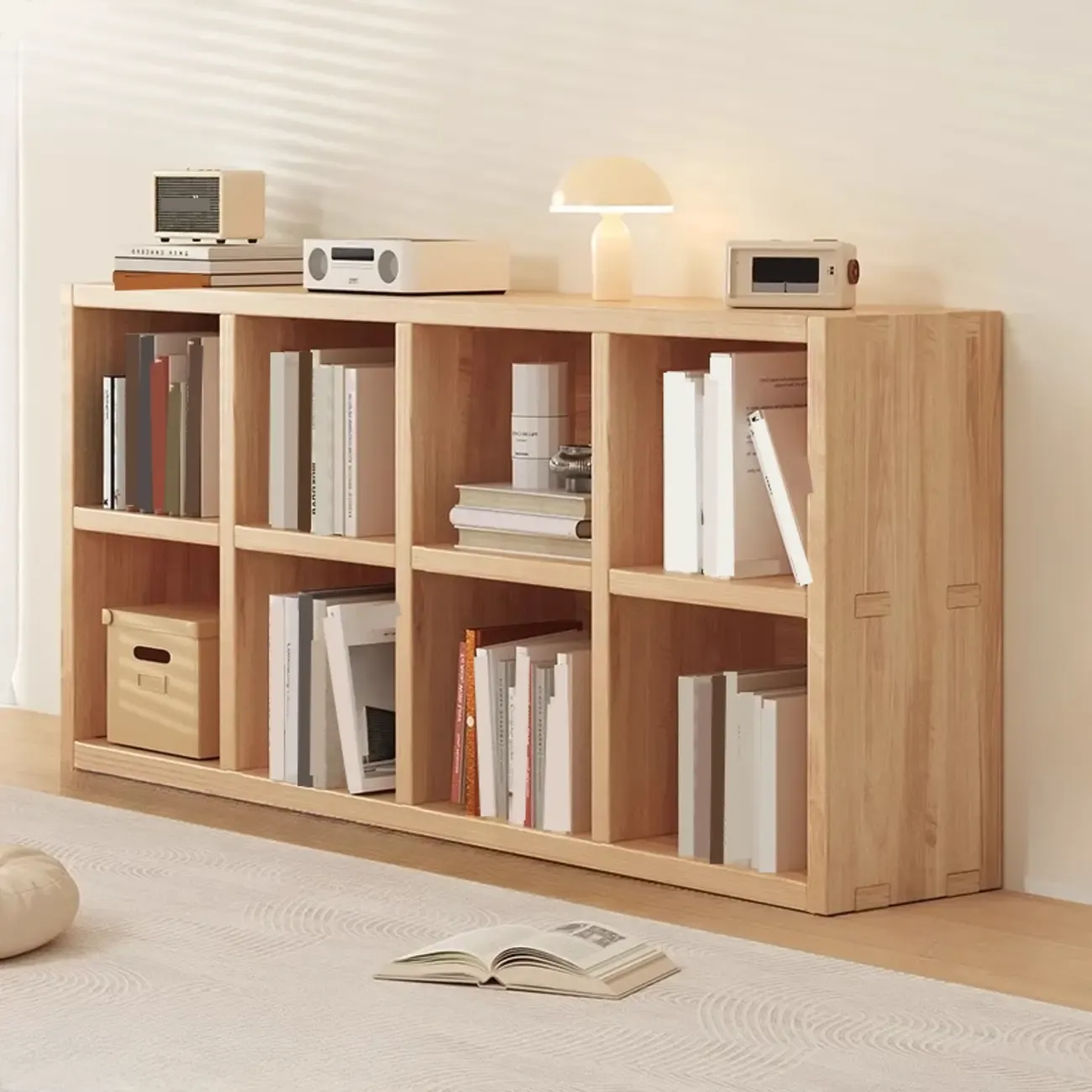 Nordic Wooden Vertical Closed Back Bookcase in Natural Finish Image - 33
