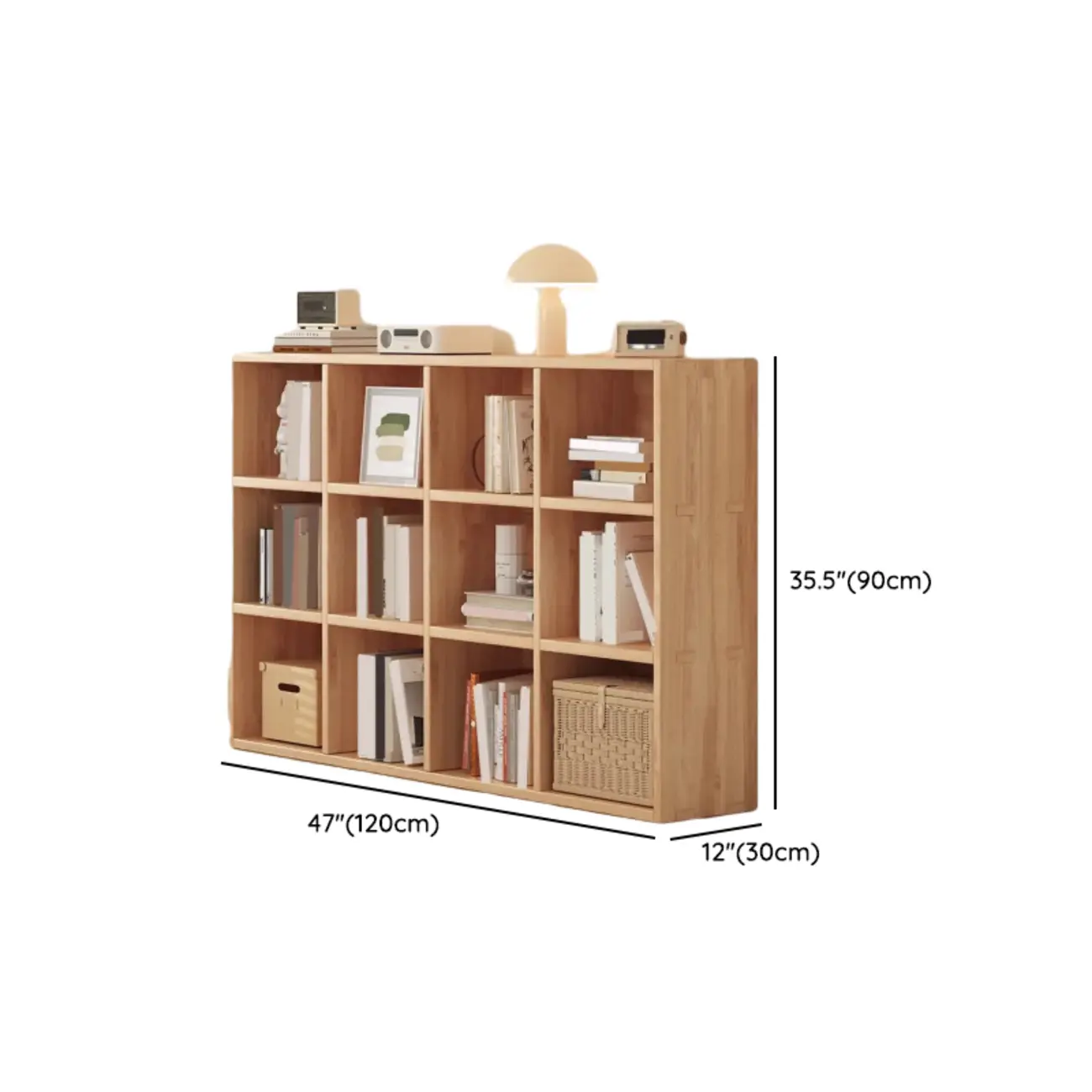 Nordic Wooden Vertical Closed Back Bookcase in Natural Finish Image - 14 | homeyfad