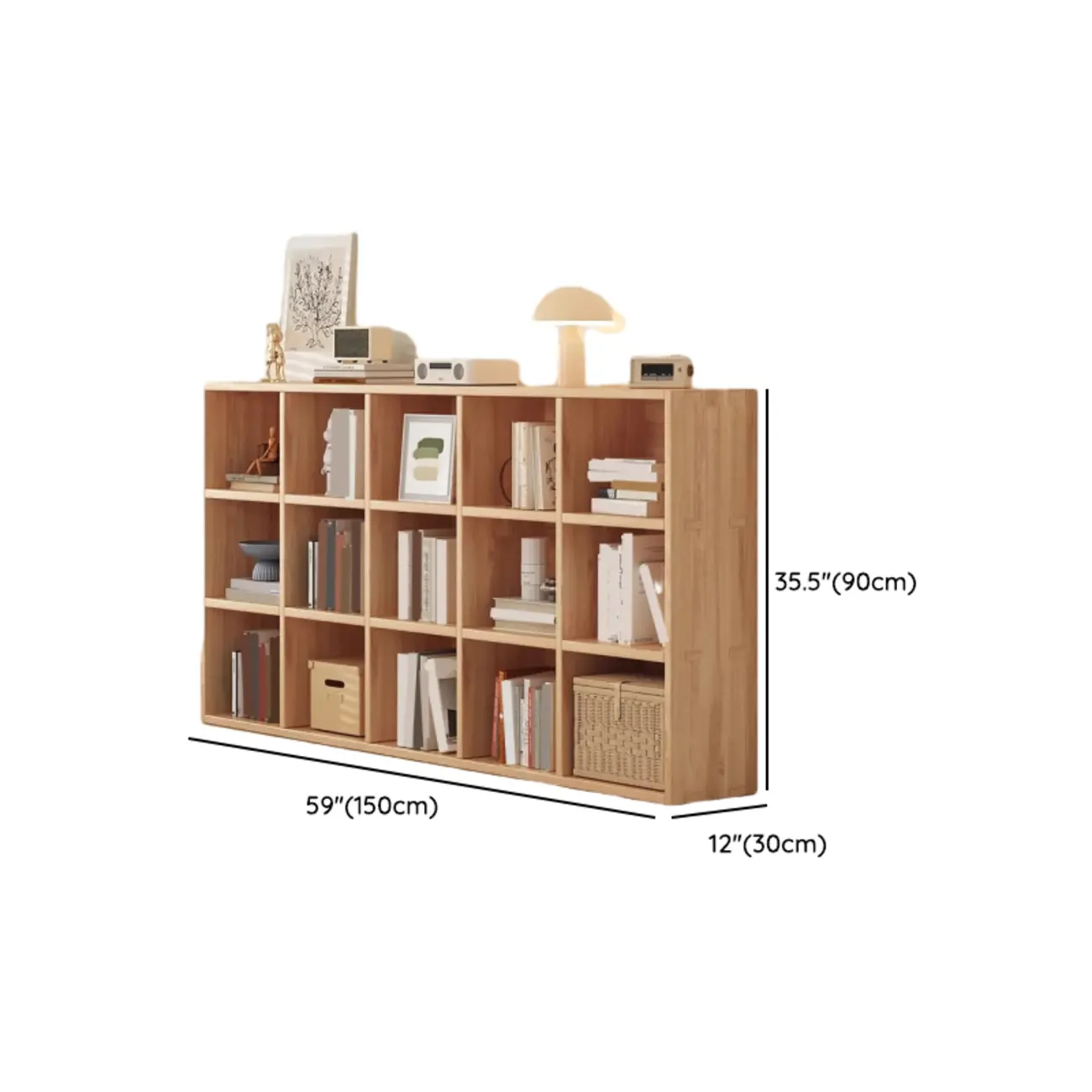 Nordic Wooden Vertical Closed Back Bookcase in Natural Finish Image - 15 | homeyfad