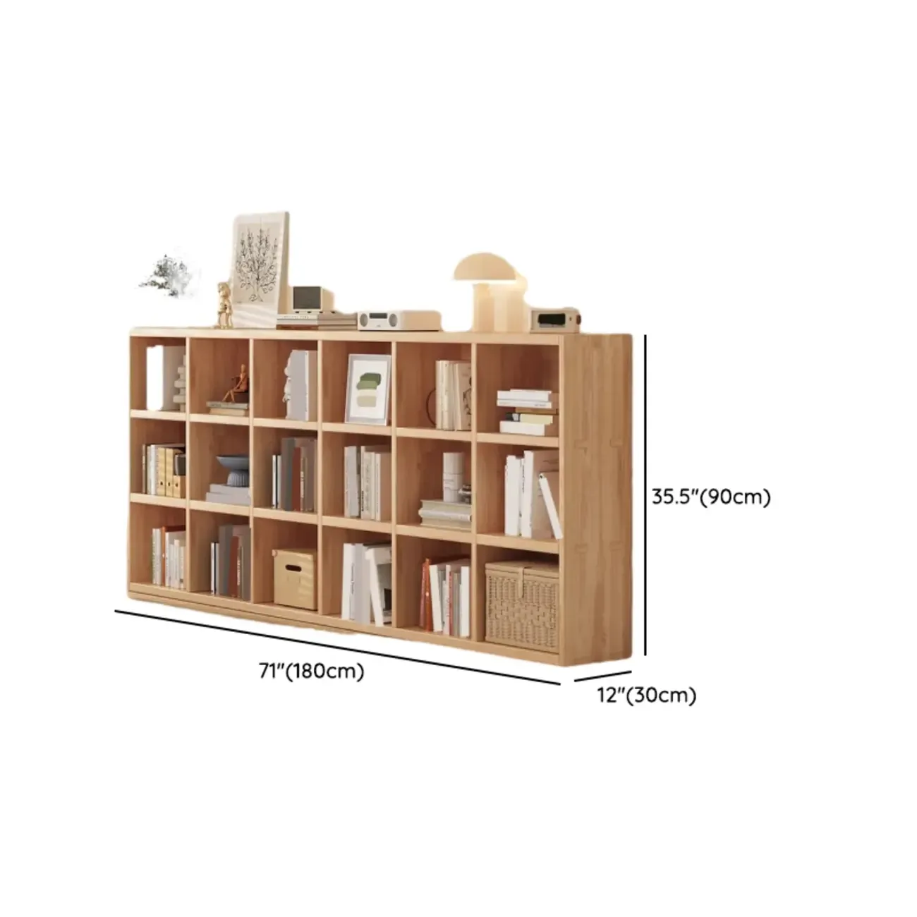 Nordic Wooden Vertical Closed Back Bookcase in Natural Finish Image - 18