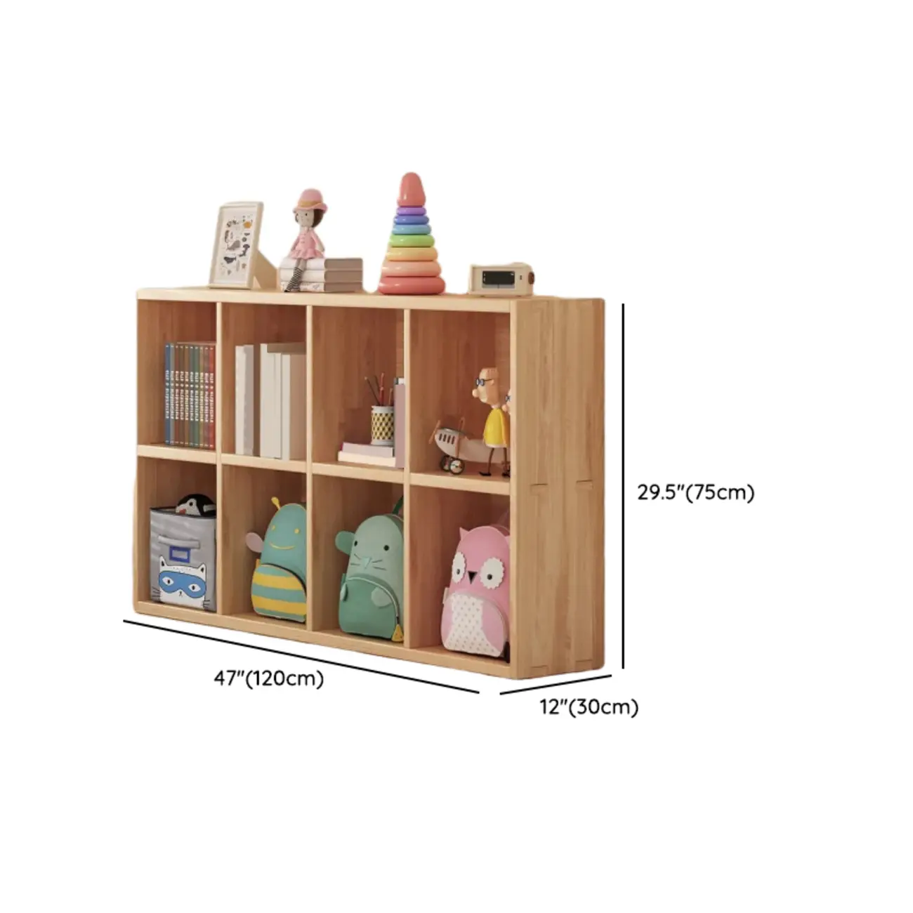 Nordic Wooden Vertical Closed Back Bookcase in Natural Finish Image - 13 | homeyfad