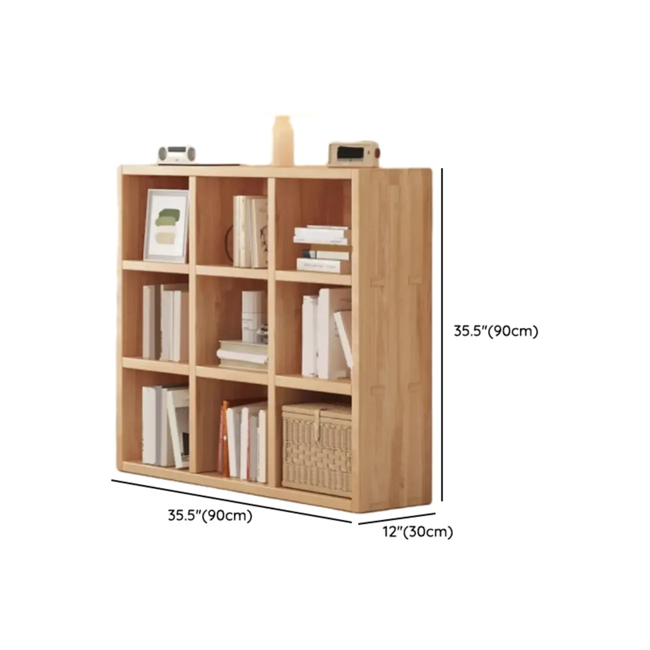 Nordic Wooden Vertical Closed Back Bookcase in Natural Finish Image - 16