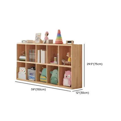 Nordic Wooden Vertical Closed Back Bookcase in Natural Finish Image - 17
