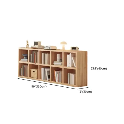 Nordic Wooden Vertical Closed Back Bookcase in Natural Finish Image - 21