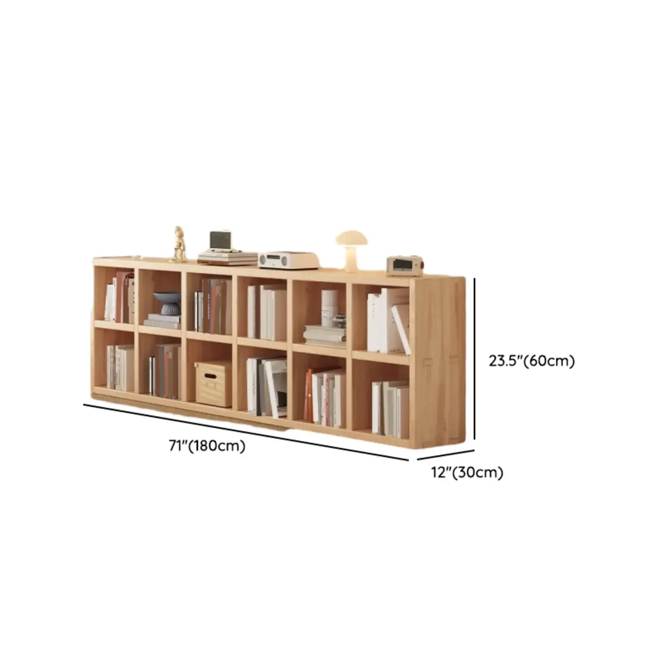 Nordic Wooden Vertical Closed Back Bookcase in Natural Finish Image - 22