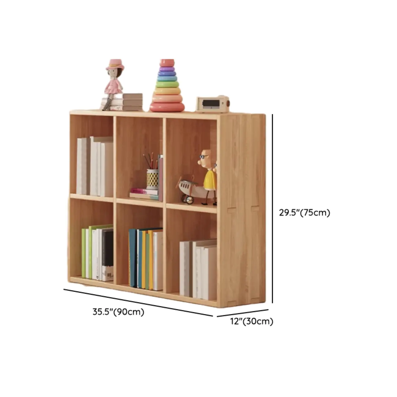 Nordic Wooden Vertical Closed Back Bookcase in Natural Finish Image - 11 | homeyfad