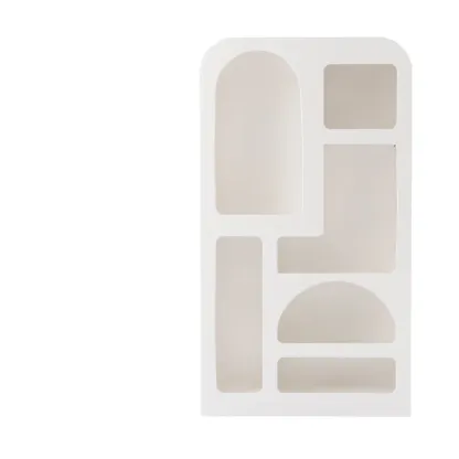 White Wooden Dining Hutch Display Cabinet with Shelves Image - 9